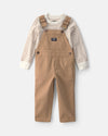 2-piece set, striped twill overalls and tee, 2T-5T