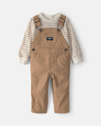 Conjunto 2 piezas, peto de sarga a rayas y camiseta - Carter's