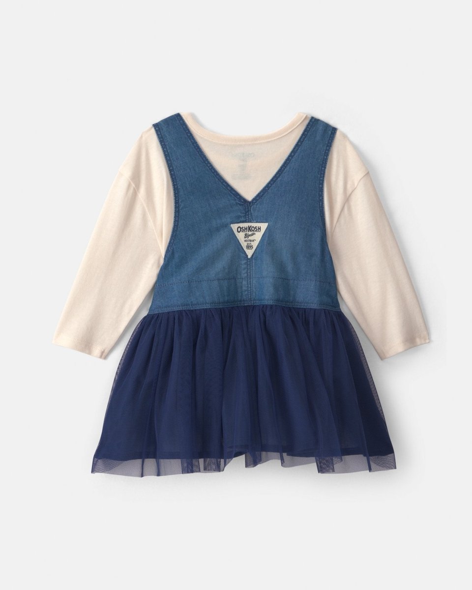 Conjunto 2 piezas, peto falda de chambray con tul y camiseta - Carter's