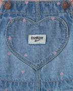 Conjunto 2 piezas, peto vaquero con corazón y camiseta rosa - Carter's