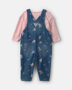 Conjunto 2 piezas, peto vaquero floral y camiseta - Carter's