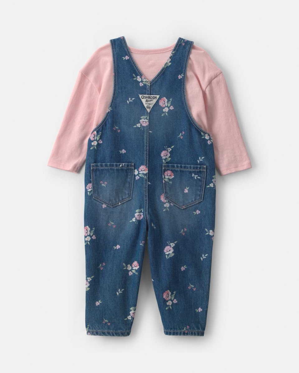 Conjunto 2 piezas, peto vaquero floral y camiseta - Carter's