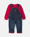 Conjunto 2 piezas, peto vaquero forrado, cuadros
