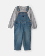 Conjunto 2 piezas, peto vaquero y camiseta gris - Carter's