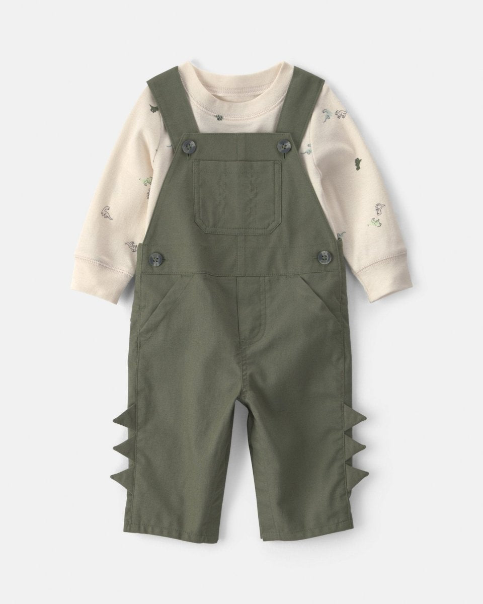 Conjunto 2 piezas, peto verde oliva, dinosaurios - Carter's