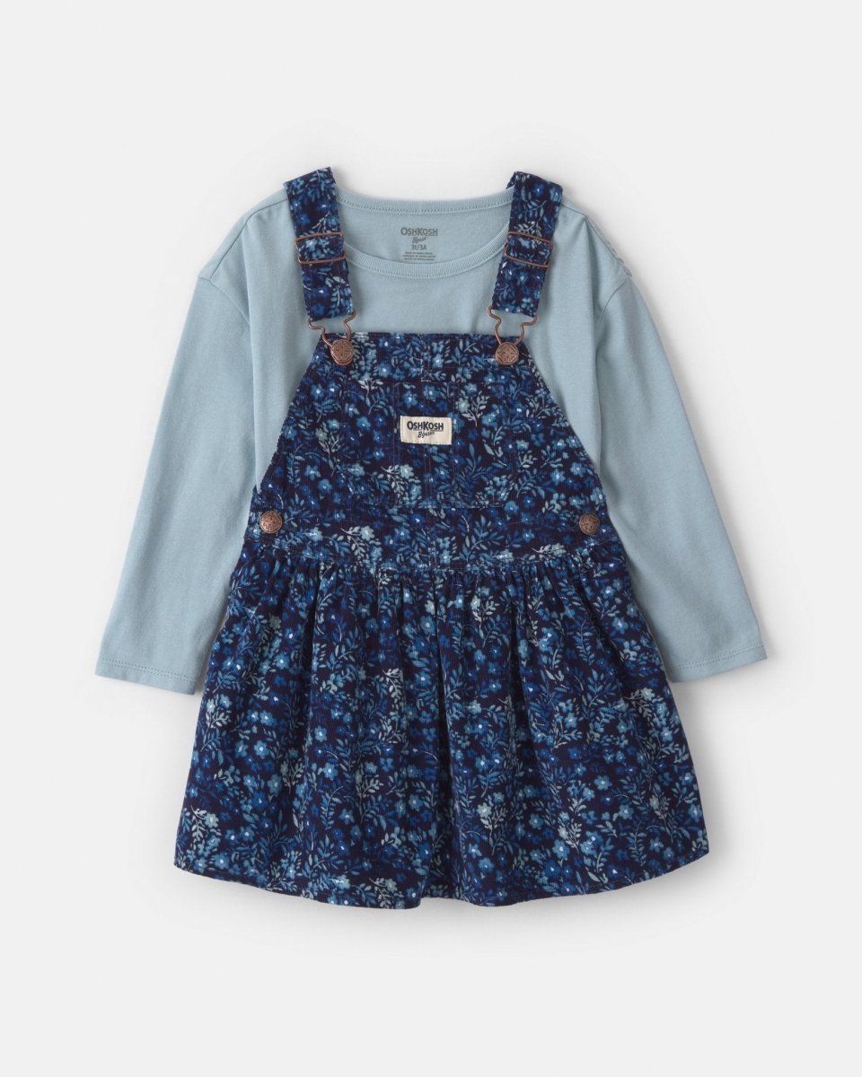 Conjunto 2 piezas, pichi de pana y camiseta, flores en azul - Carter's