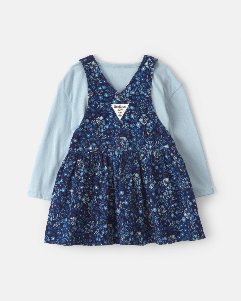 Conjunto 2 piezas, pichi de pana y camiseta, flores en azul - Carter's