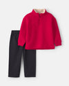 Conjunto 2 peças, sweatshirt com fecho e calças, vermelho
