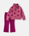 Conjunto 2 peças, sweatshirt com meio fecho, corações
