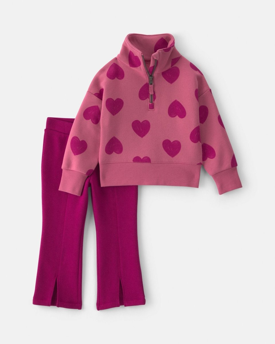 Conjunto 2 piezas, sudadera con media cremallera, corazones - Carter's