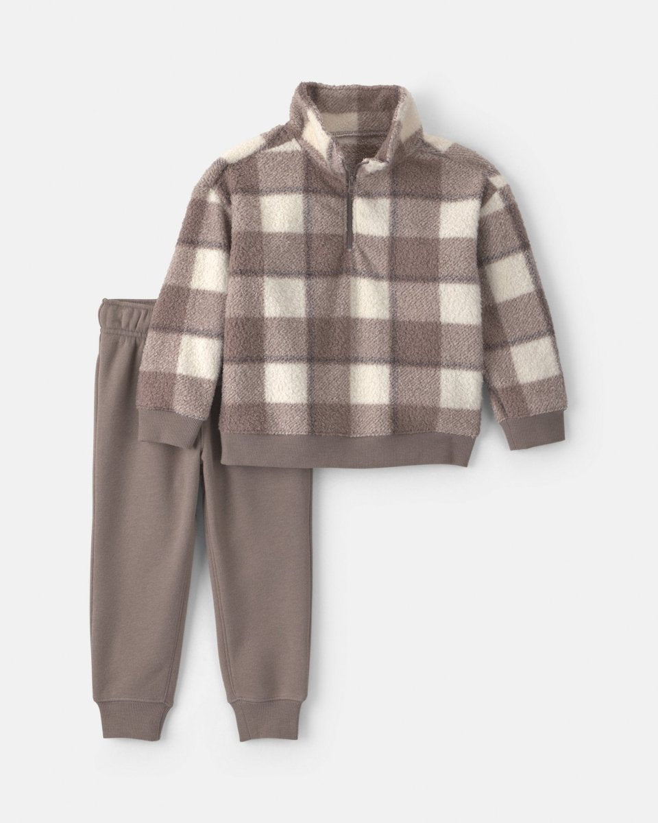 Conjunto 2 piezas, sudadera de borreguito a cuadros y jogger - Carter's