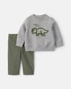 Conjunto 2 peças, sweatshirt em polar e calças, dinossauro