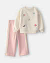 Conjunto 2 piezas, sudadera universitaria y pantalón ancho
