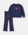 Conjunto 2 peças, sweatshirt e legging à boca-de-sino, morangos