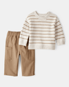 Conjunto de camisola às riscas e calçass cargo de 2 peças
