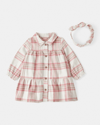 Conjunto 2 piezas vestido de cuadros con diadema - Carter's