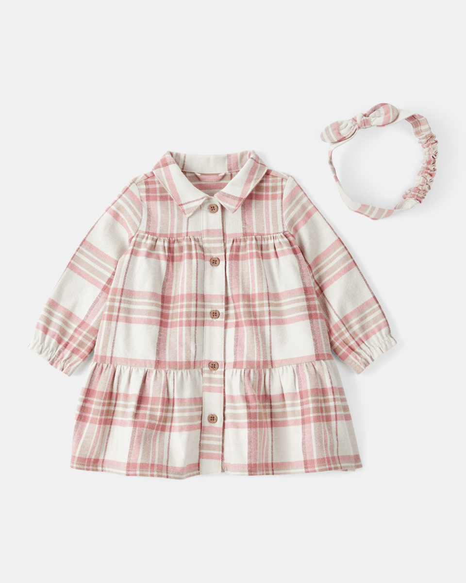 Conjunto 2 piezas vestido de cuadros con diadema - Carter's