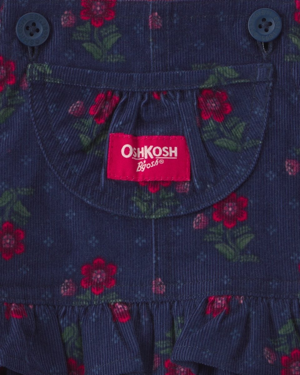 Conjunto 2 piezas, vestido peto de pana y camiseta, flores - Carter's