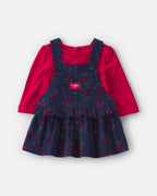 Conjunto 2 piezas, vestido peto de pana y camiseta, flores - Carter's