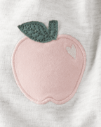 Conjunto 3 piezas cárdigan gris con manzana, body y pantalón - Carter's