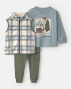 Conjunto 3 piezas, chaleco polar, camiseta y jogger, coche - Carter's