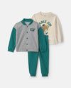 Conjunto 3 piezas, chaqueta universitaria, camiseta y jogger