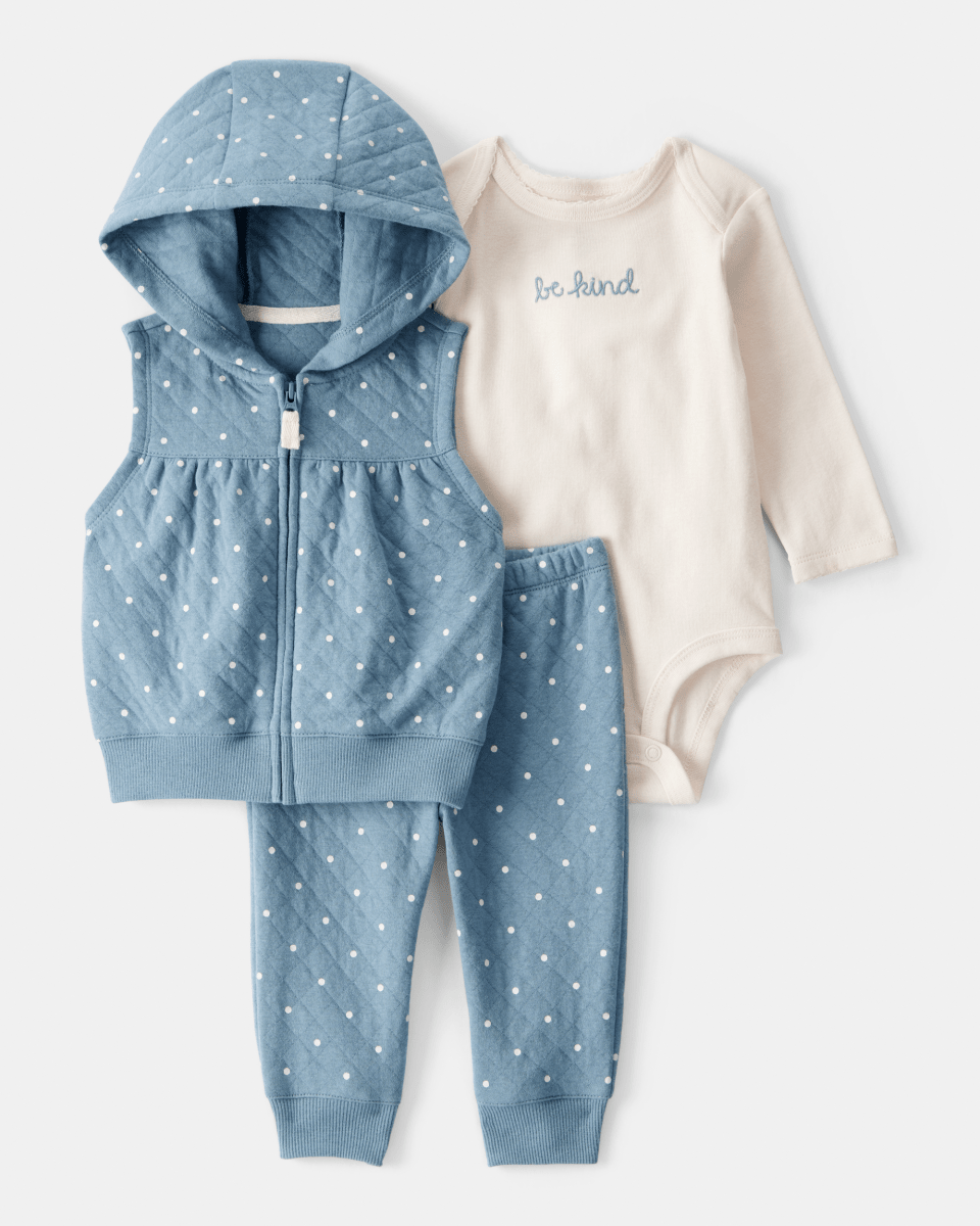 Conjunto 3 piezas con chaleco de lunares y body estampado - Carter's