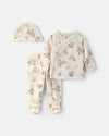 3-piece set with footed pants, floral
