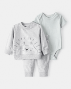 Conjunto 3 piezas con sudadera de león y rayas - Carter's