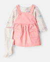 Conjunto de 3 peças com vestido coral e laços
