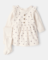 Conjunto de 3 peças com vestido de malha floral em bombazine