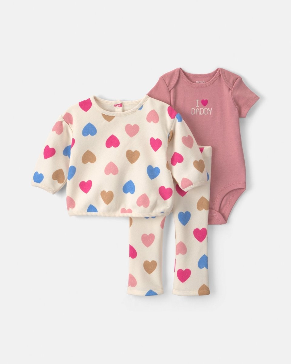 Conjunto 3 piezas de polar, «I Love Daddy», corazones - Carter's