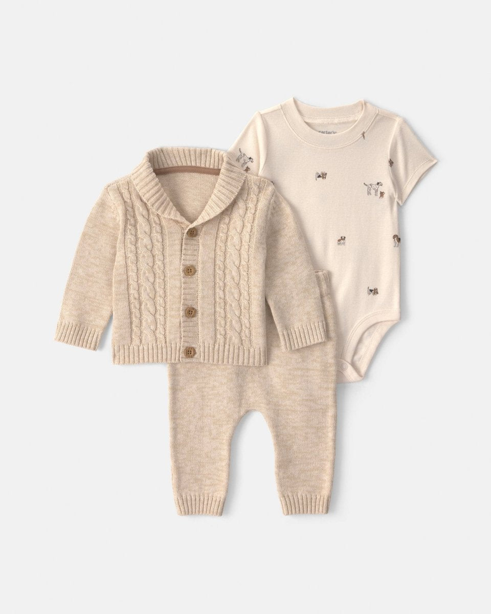 Conjunto 3 piezas de punto, chaqueta, body y pantalón - Carter's