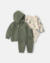 Conjunto 3 piezas de rizo con capucha, dinosaurios