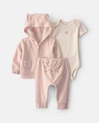 Conjunto 3 piezas de rizo con chaqueta, conejitos en rosa - Carter's