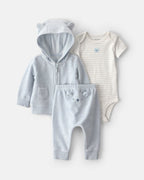 Conjunto 3 piezas de rizo con chaqueta, osos en azul - Carter's