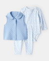 Conjunto 3 piezas para bebé con diseño azul