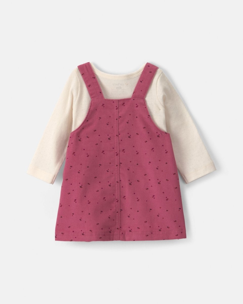 Conjunto 3 piezas, pichi de pana, body y leotardos, corazones - Carter's