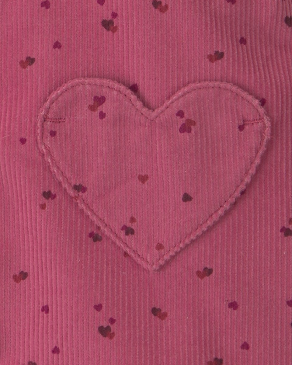 Conjunto 3 piezas, pichi de pana, body y leotardos, corazones - Carter's