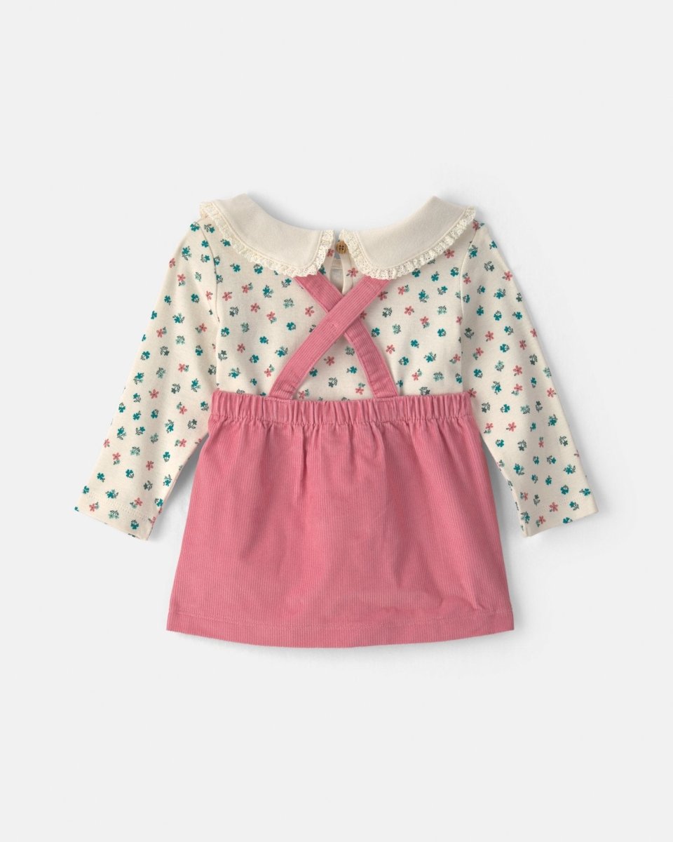 Conjunto 3 piezas, pichi de pana, camiseta y leotardos, flores - Carter's