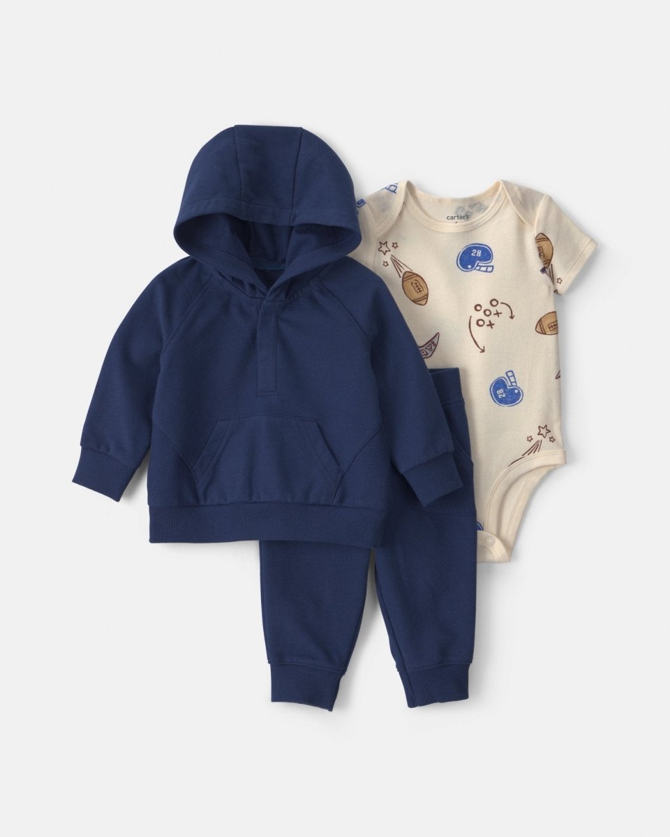 Conjunto 3 piezas, sudadera con capucha y pantalón, fútbol - Carter's