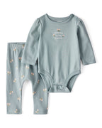 Conjunto body y pantalón verde "Mommy's Bestie" para bebé niña - Carter's