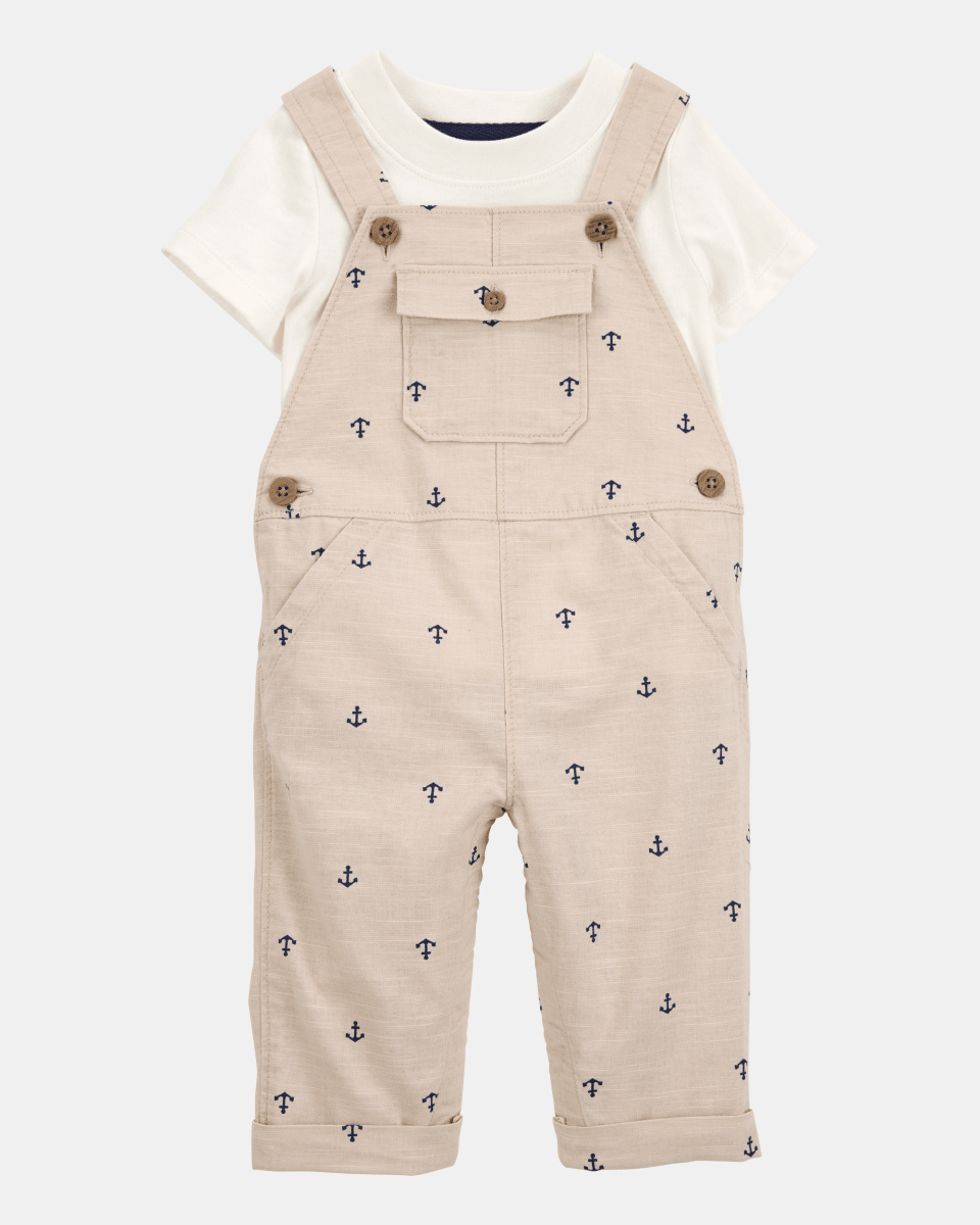 Conjunto de dos piezas con camiseta con ancla y peto - Carter's