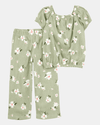Two-piece set with floral t-shirt and elastic waist pants