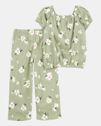 Conjunto de dos piezas con camiseta floral y pantalón con cintura elástica - Carter's