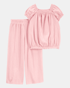 Two-piece set with a T-shirt and trousers with an elastic waistband