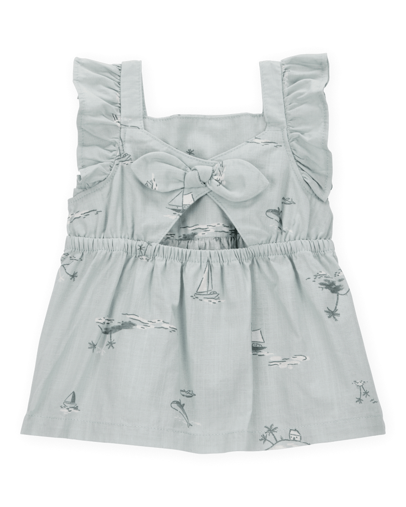 Conjunto de dos piezas de algodón, pantalón corto y blusa, diseño barcos - Carter´s