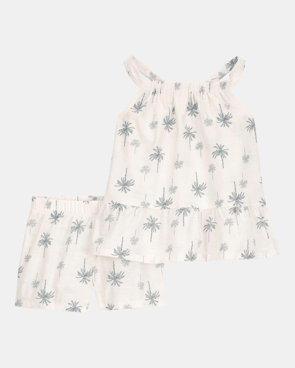 Conjunto de dos piezas de algodón, pantalón corto y blusa sin mangas, diseño palmas - Carter's
