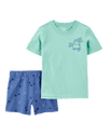 Two-piece cotton set, shorts and t-shirt, dino design