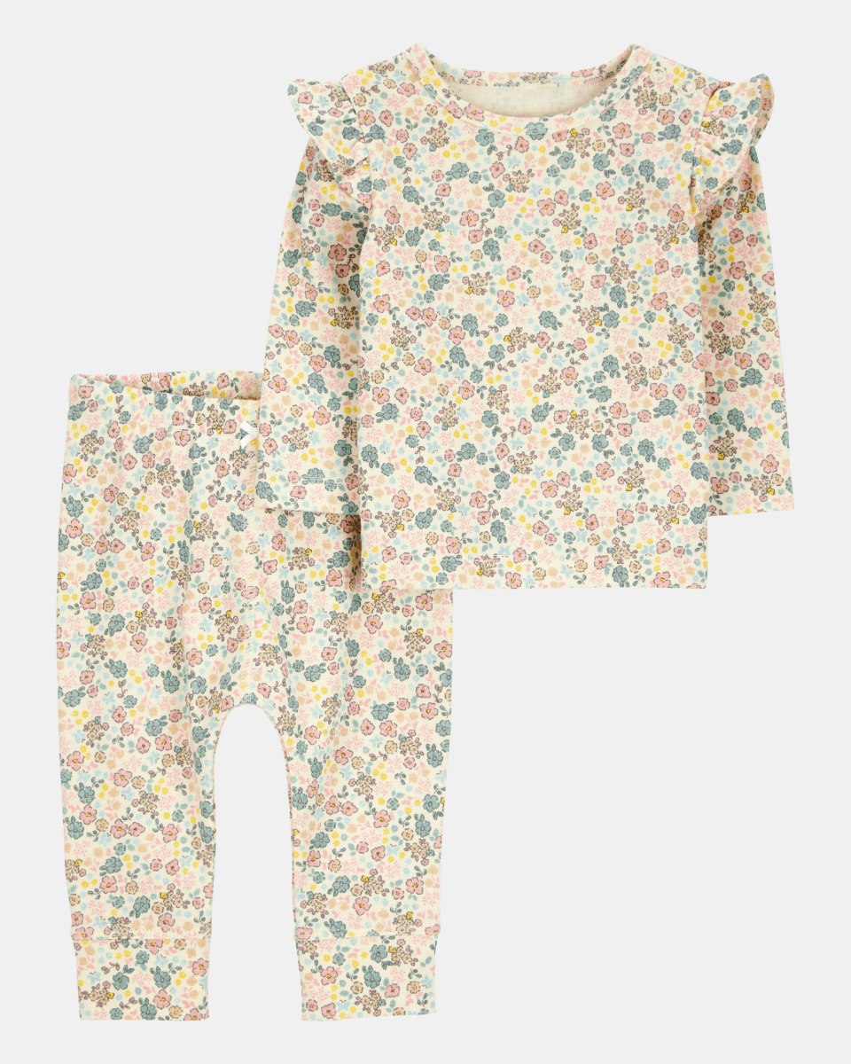 Conjunto de dos piezas de algodón, pantalón y camiseta, diseño floral - Carter's
